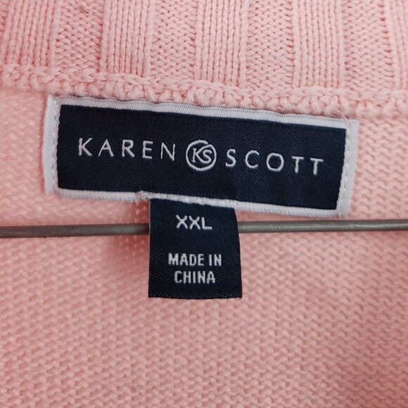 Karen Scott Pink Gray Color Block Pullover Sweatshirt Womens Size XXL - Picture 3 of 4